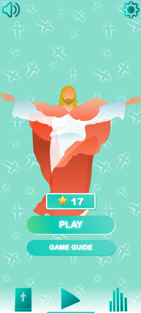 Start a game, track your progress, and access unlocked Bible chapters.